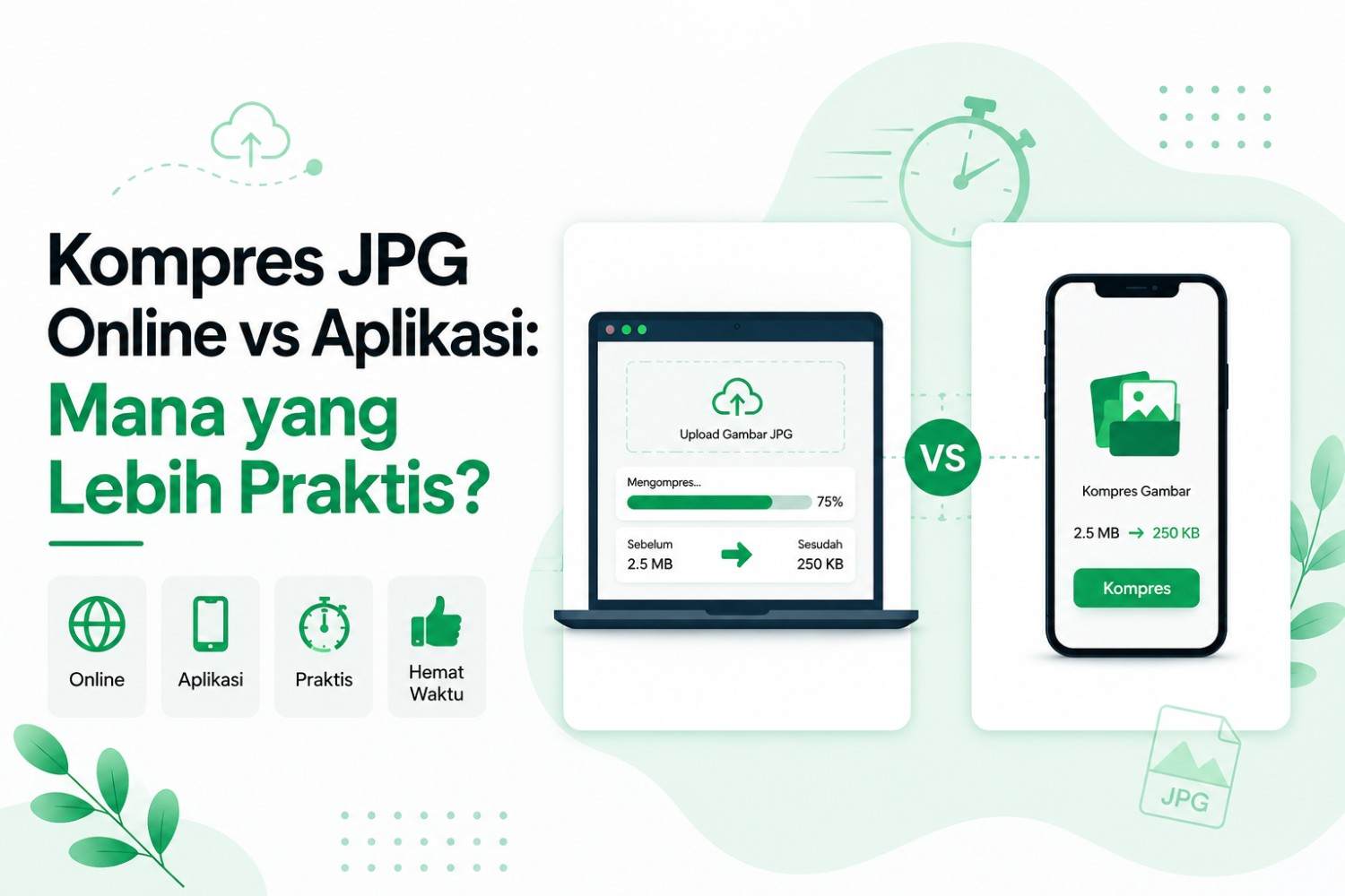 Kompres JPG online vs aplikasi untuk mengecilkan ukuran gambar